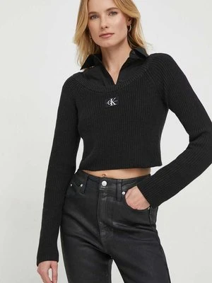 Calvin Klein Jeans sweter bawełniany kolor czarny