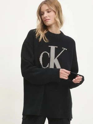 Calvin Klein Jeans sweter bawełniany kolor czarny ciepły J20J224799