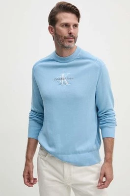 Calvin Klein Jeans sweter bawełniany kolor niebieski lekki J30J325167