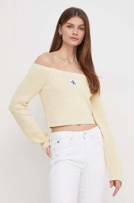 Calvin Klein Jeans sweter bawełniany kolor żółty
