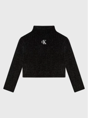 Calvin Klein Jeans Sweter Chenille Monogram IG0IG01706 Czarny Relaxed Fit