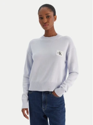 Calvin Klein Jeans Sweter Ck Embro Badge LV047D351G Błękitny Regular Fit