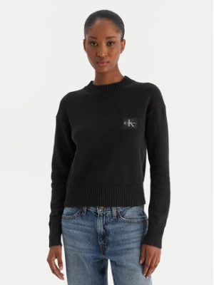 Calvin Klein Jeans Sweter Ck Embro Badge LV047D351G Czarny Regular Fit