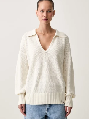 Calvin Klein Jeans sweter damski bawełniany beżowy
