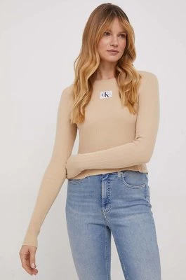 Calvin Klein Jeans sweter damski kolor beżowy lekki