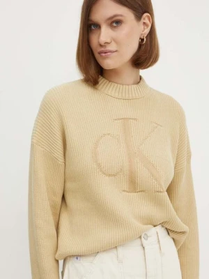 Calvin Klein Jeans sweter damski kolor beżowy z półgolfem J20J223615