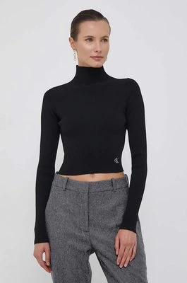 Calvin Klein Jeans sweter damski kolor czarny lekki z golfem