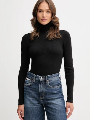 Calvin Klein Jeans sweter damski kolor czarny lekki z golfem LV047D350G