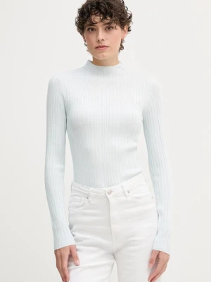 Calvin Klein Jeans sweter damski kolor niebieski lekki z półgolfem LV044D348G
