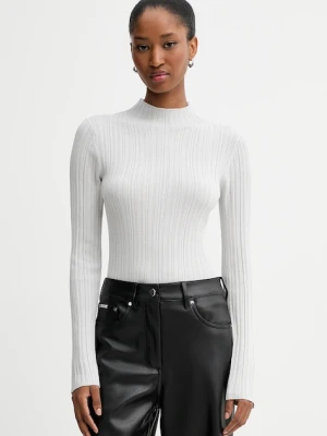 Calvin Klein Jeans sweter damski kolor szary lekki z półgolfem LV044D348G