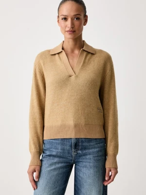 Calvin Klein Jeans sweter damski z dodatkiem wełny brązowy