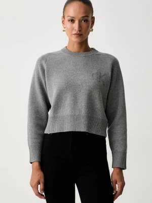 Calvin Klein Jeans sweter damski z dodatkiem wełny szary