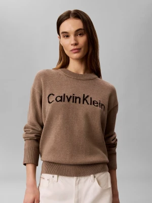 Calvin Klein Jeans Sweter damski z dzianiny Kobiety Bawełna brązowy,
