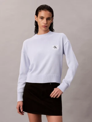 Calvin Klein Jeans Sweter damski z dzianiny Kobiety Bawełna niebieski jednolity,