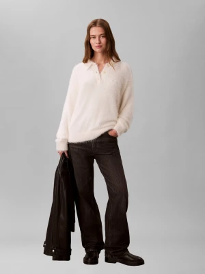 Calvin Klein Jeans Sweter damski z dzianiny Kobiety biały jednolity,