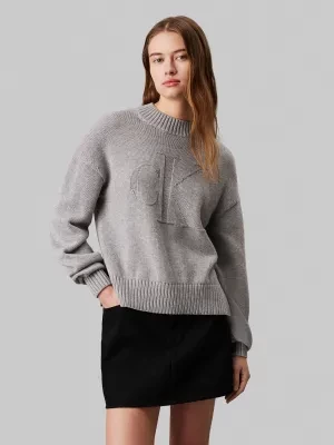 Calvin Klein Jeans Sweter INTARSIA | z dodatkiem wełny