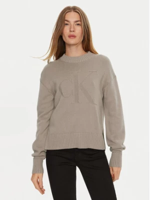 Calvin Klein Jeans Sweter Intrasia J20J224224 Beżowy Regular Fit