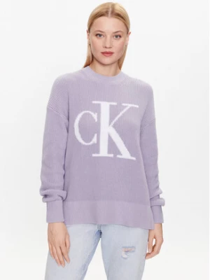 Calvin Klein Jeans Sweter J20J221347 Fioletowy Regular Fit