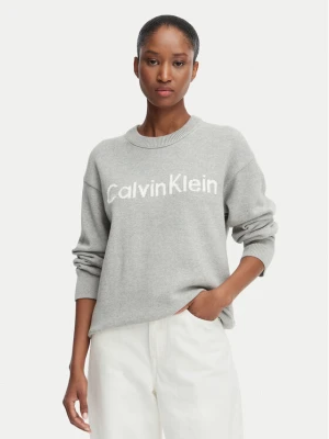 Calvin Klein Jeans Sweter LV044G313G Szary jasny Regular Fit