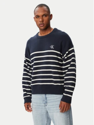 Calvin Klein Jeans Sweter LV04RG305G Granatowy Relaxed Fit