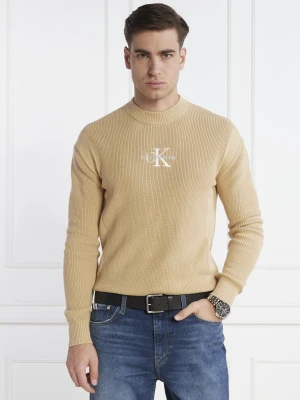Calvin Klein Jeans Sweter | Slim Fit beżowy