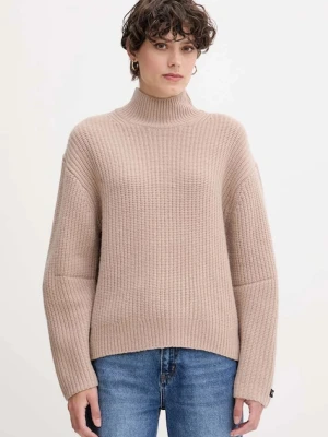 Calvin Klein Jeans sweter z dodatkiem wełny damski kolor brązowy z półgolfem LV044D329G