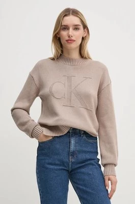 Calvin Klein Jeans sweter z domieszką wełny damski kolor beżowy J20J224224