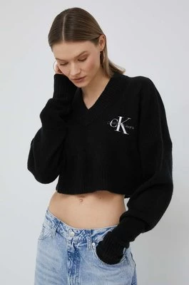 Calvin Klein Jeans sweter z domieszką wełny damski kolor czarny