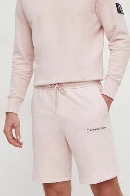 Calvin Klein Jeans szorty bawełniane kolor różowy
