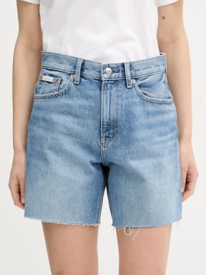 Calvin Klein Jeans szorty damskie bawełniane niebieski