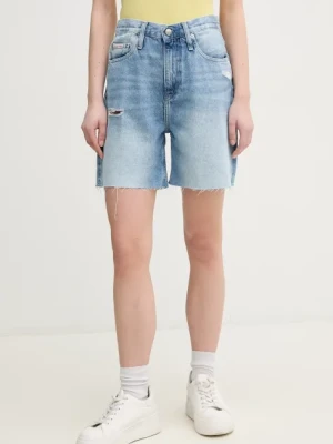 Zdjęcie produktu Calvin Klein Jeans szorty damskie kolor niebieski gładkie high waist J20J225513