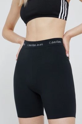 Calvin Klein Jeans szorty J20J219637.9BYY damskie kolor czarny gładkie high waist