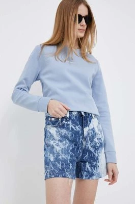 Calvin Klein Jeans szorty jeansowe damskie kolor niebieski wzorzyste high waist