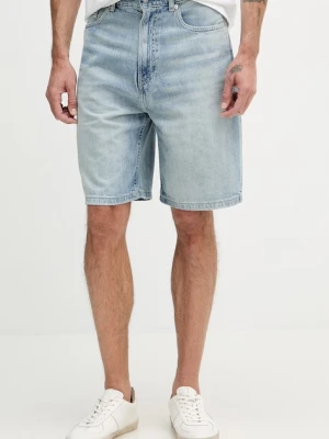 Calvin Klein Jeans szorty męskie z dodatkiem lnu niebieski