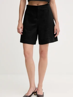 Calvin Klein Jeans szorty z domieszką lnu damskie kolor czarny gładkie high waist J20J225219