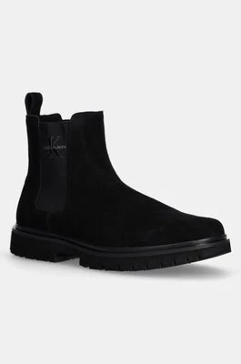 Calvin Klein Jeans sztyblety skórzane EVA BOOT MID CHELSEA ICONIC DR męskie kolor czarny YM0YM01080