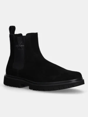 Calvin Klein Jeans sztyblety skórzane EVA BOOT MID CHELSEA ICONIC DR męskie kolor czarny YM0YM01080