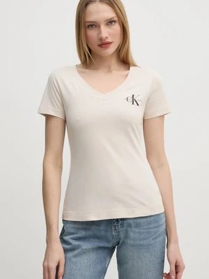 Calvin Klein Jeans t-shirt bawełniany 2-pack damski kolor beżowy J20J223447