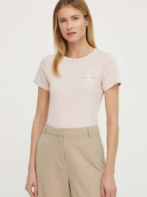 Calvin Klein Jeans t-shirt bawełniany 2-pack damski kolor różowy