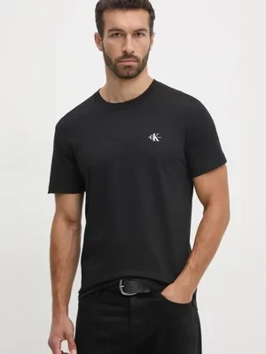 Calvin Klein Jeans t-shirt bawełniany 2-pack kolor czarny gładki