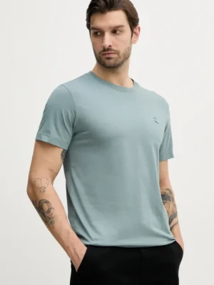 Calvin Klein Jeans t-shirt bawełniany 2-pack męski kolor zielony gładki