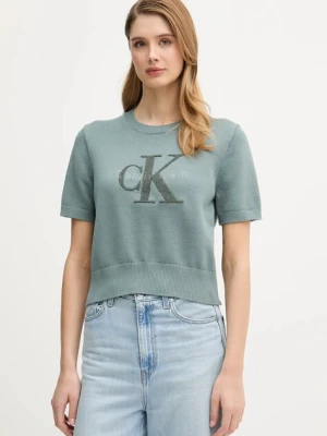 Calvin Klein Jeans t-shirt bawełniany turkusowy