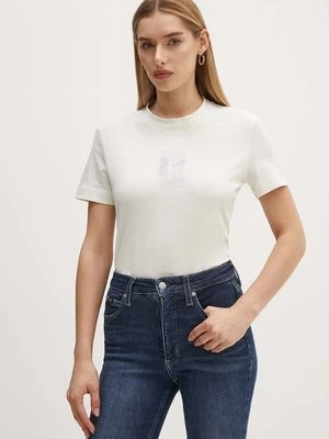 Calvin Klein Jeans t-shirt bawełniany damski kolor beżowy J20J223908