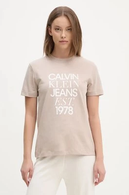 Calvin Klein Jeans t-shirt bawełniany damski kolor beżowy J20J224910