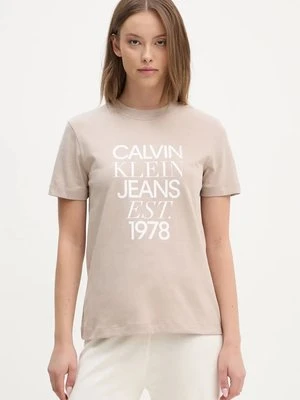 Calvin Klein Jeans t-shirt bawełniany damski kolor beżowy J20J224910