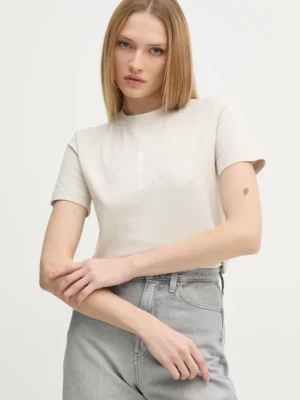 Calvin Klein Jeans t-shirt bawełniany damski kolor beżowy J20J224983