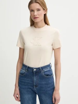 Calvin Klein Jeans t-shirt bawełniany damski kolor beżowy J20J225256
