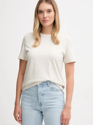 Calvin Klein Jeans t-shirt bawełniany damski kolor beżowy LV047B224G