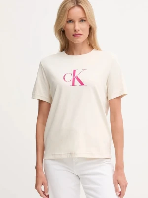 Calvin Klein Jeans t-shirt bawełniany damski kolor beżowy LV047B865G