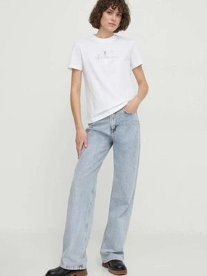 Calvin Klein Jeans t-shirt bawełniany damski kolor biały